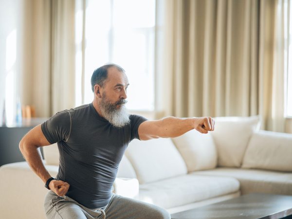 mature man exercising at home testosterone therapy for men